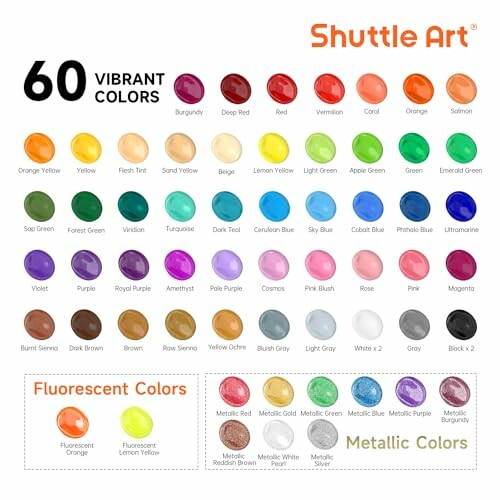 Palette de 60 couleurs vibrantes Shuttle Art