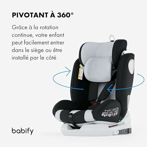 Siège auto pour enfant avec rotation à 360 degrés.