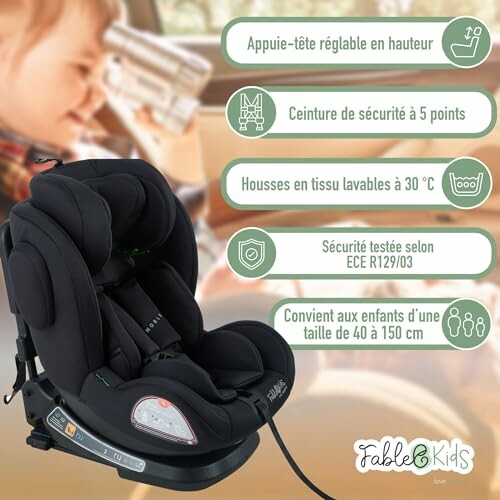 Siège auto pour enfants avec caractéristiques de sécurité