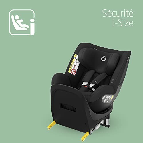 Siège auto noir i-Size pour enfant sur fond vert