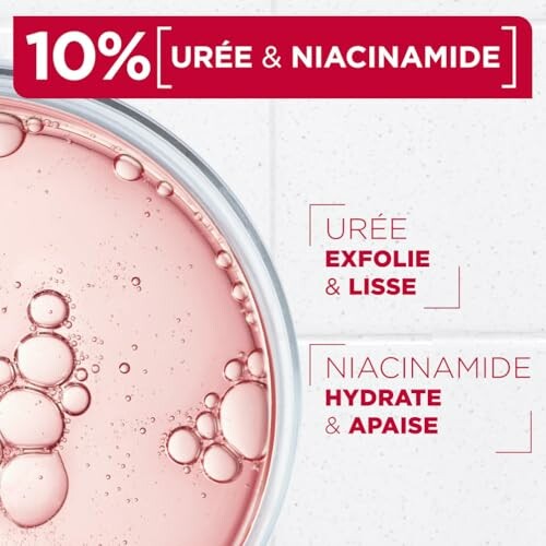 Image montrant les avantages de l'urée et de la niacinamide dans les soins de la peau.