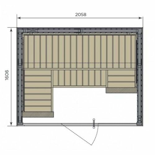 Plan du sol d'un petit abri en bois avec dimensions.