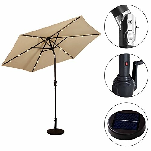 Parasol de patio solaire avec lumières intégrées