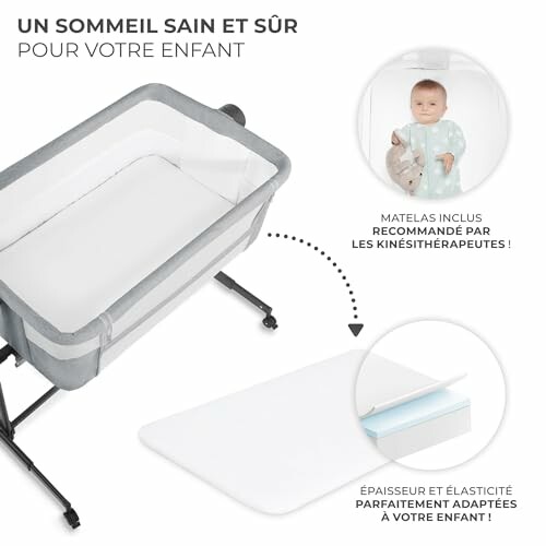 Berceau avec matelas recommandé pour enfants.