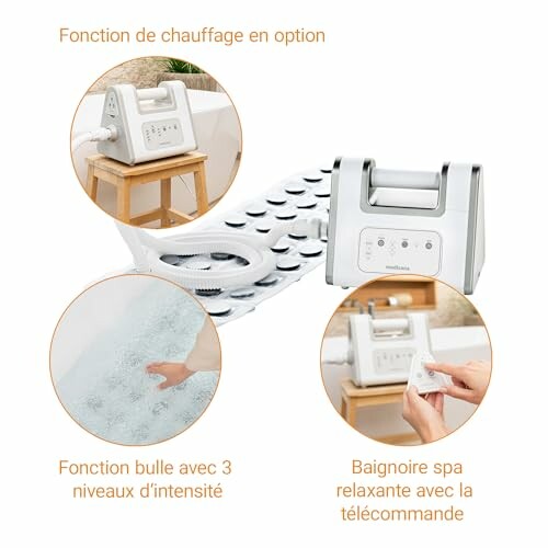 Système de spa bain avec télécommande et fonction de chauffage.