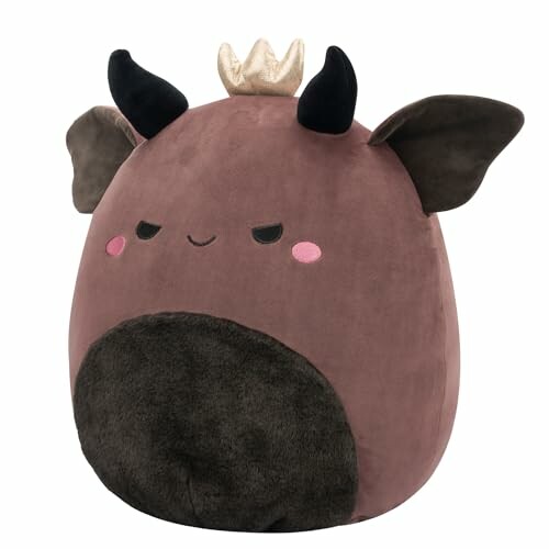 Jouet en peluche animal avec des cornes et une couronne.