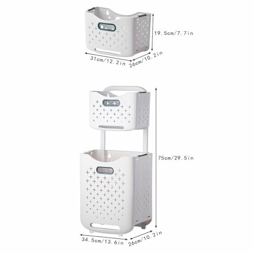 Bacs de rangement empilables avec dimensions