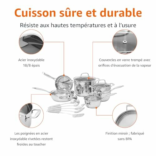 Amazon Basics Batterie de cuisine 15 pièces