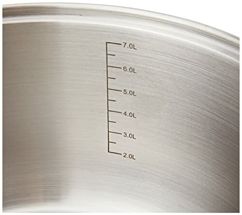 Mesures à l'intérieur d'une casserole en acier inoxydable.