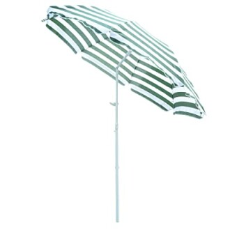 Parasol rayé vert et blanc