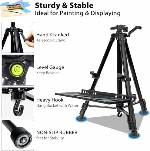 Caractéristiques du chevalet robuste et stable pour la peinture