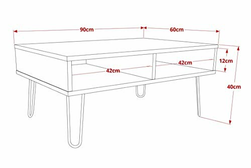 Illustration d'une table basse avec mesures en centimètres