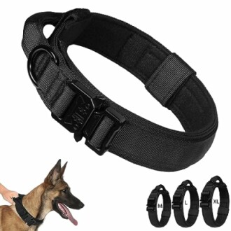 Collier tactique pour chien en nylon noir