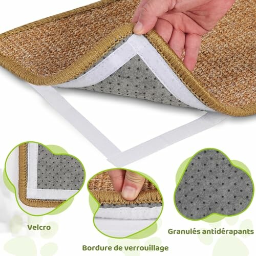 Détails d'un tapis antidérapant avec velcro