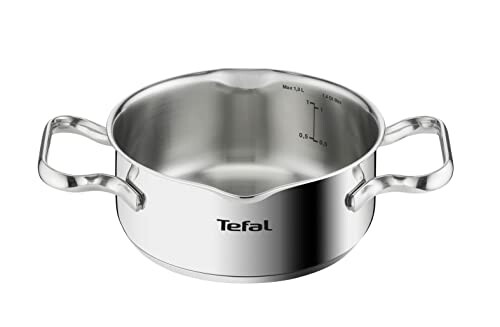 Casserole en acier inoxydable Tefal avec poignées.