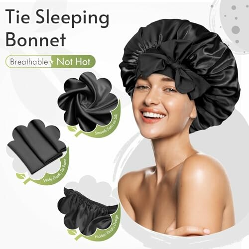 Bonnet de nuit en satin avec caractéristiques.