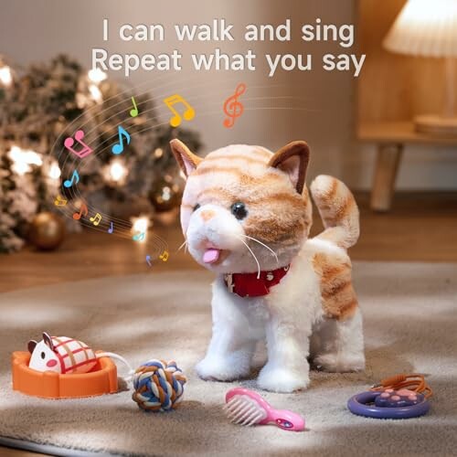 Chat jouet avec accessoires et notes de musique colorées