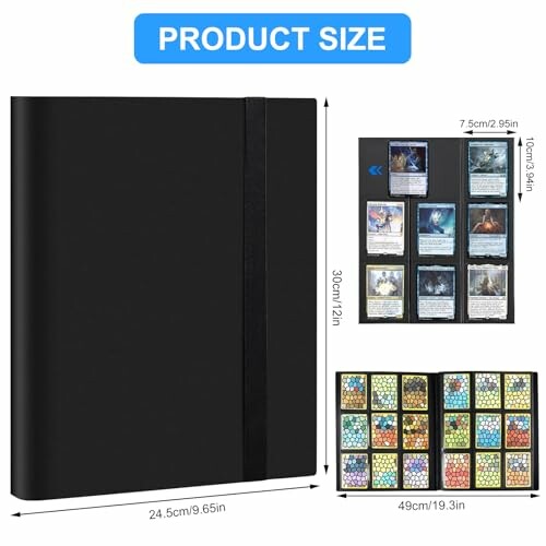 Guide des tailles pour classeur de cartes à collectionner.