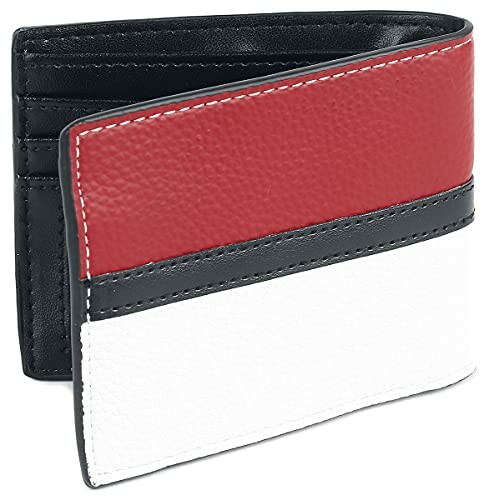 Portefeuille en cuir tricolore rouge, noir et blanc.