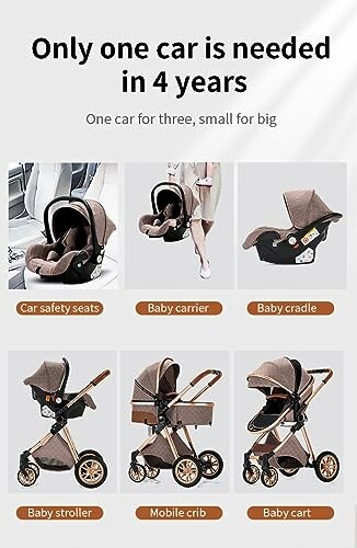 Système de voyage pour bébé avec siège auto, porte-bébé, berceau et poussette.