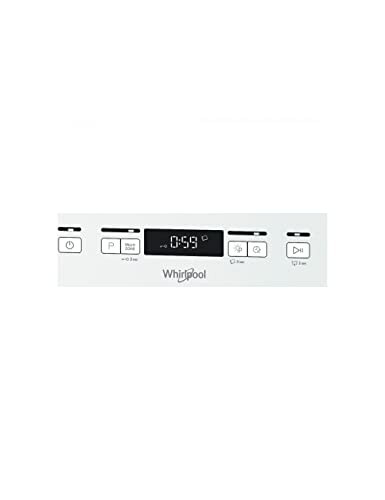 Panneau de contrôle du micro-ondes Whirlpool avec écran numérique.