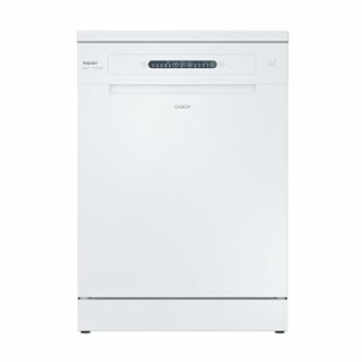 Lave-vaisselle blanc vu de face.
