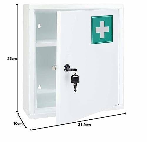 Armoire à pharmacie blanche avec clé et étagères