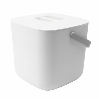 Boîte de rangement en plastique blanc avec poignée