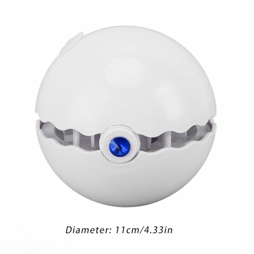 Objet rond blanc avec un bouton bleu au centre