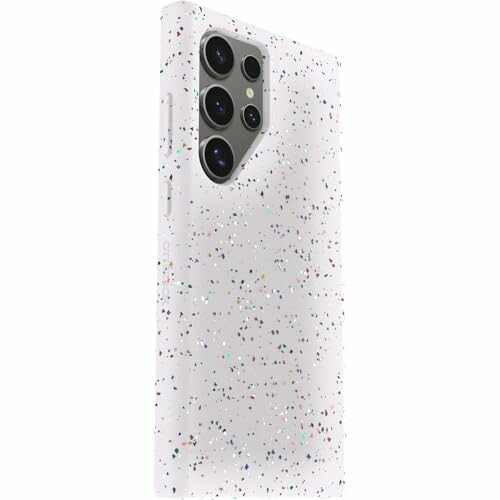 Coque de téléphone blanche avec des taches colorées.