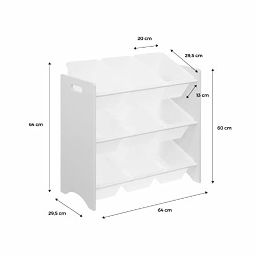 Étagère de rangement blanche avec dimensions indiquées