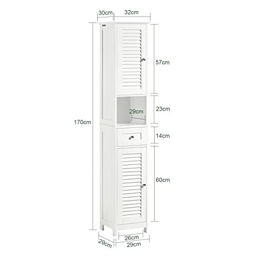 Armoire de salle de bain blanche avec dimensions indiquées.