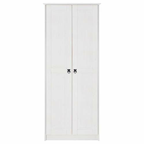 Armoire blanche en bois avec deux portes.