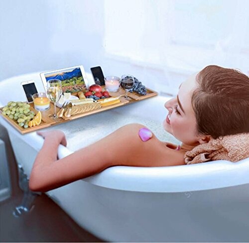 Support de baignoire en bambou de luxe