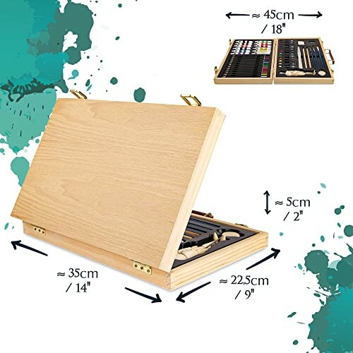 Coffret en bois pour fournitures d'art