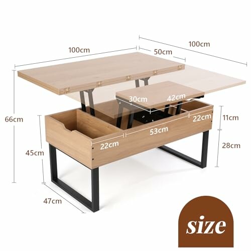 Table basse en bois avec rangement et dimensions