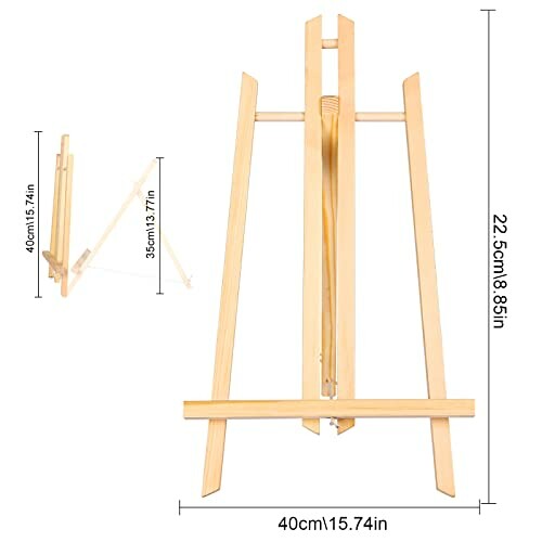 Chevalet en bois pliable avec dimensions.