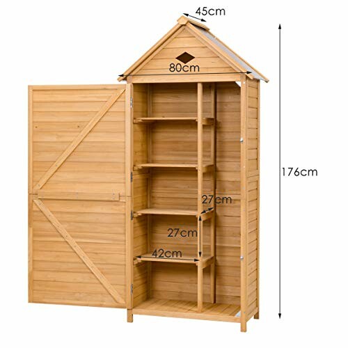 Abri de jardin en bois avec étagères et dimensions