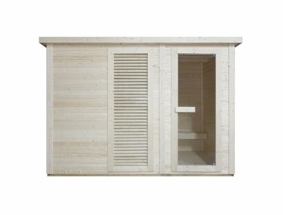 Sauna en bois avec porte vitrée