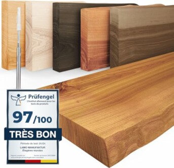 Différents types de planches en bois avec évaluation de qualité.