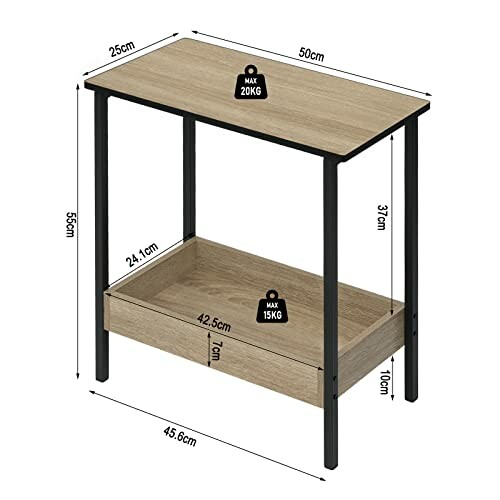 Table d'appoint en bois avec dimensions