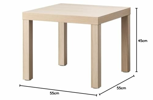 Table carrée en bois avec dimensions