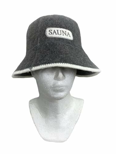 Chapeau en laine pour sauna sur un mannequin blanc.