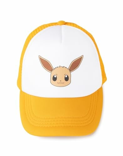 Casquette jaune avec un personnage mignon sur le devant.