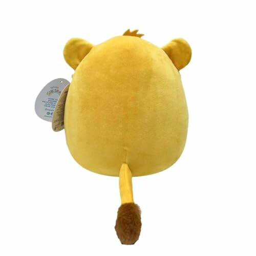 Jouet en peluche lion jaune vu de dos