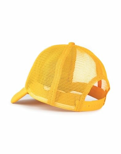 Casquette camionneur en maille jaune vue de dos.