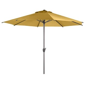 Parasol de terrasse jaune avec un mât en métal