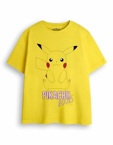 T-shirt jaune avec Pikachu et numéro 0025.