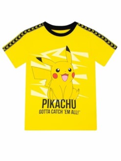 T-shirt jaune avec Pikachu et slogan
