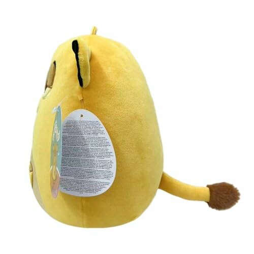 Jouet en peluche jaune vu de côté